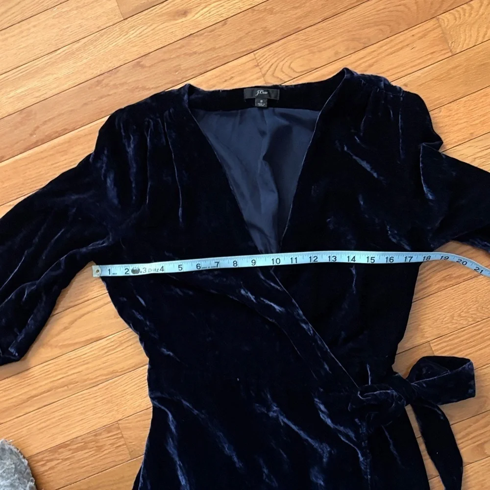 J. Crew Navy Velvet Wrap Dress